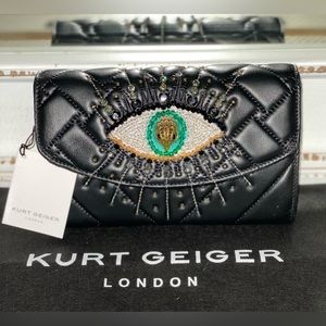 KURT GEIGER LONDON Kensington Eye Quilted Leather Wallet on a Chain